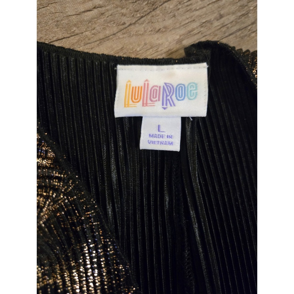 Lularoe Dolman‎ Sleeve Black Gold Cardigan Size Large - Picture 3 of 4